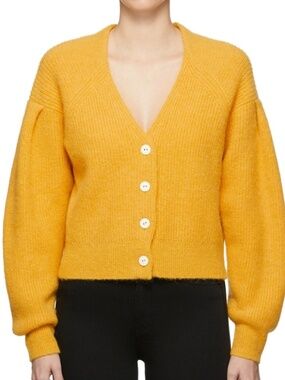 rag & bone Mustard Yellow Wool Alpaca Cardigan V Neck Button Front Sweater S